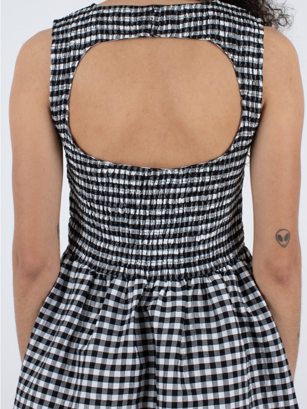 Black and White Gingham Sleeveless Women’s Dress - Picture 2 of 12